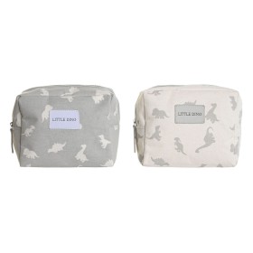 Necessaire da Viaggio DKD Home Decor Bianco Grigio polialgodon Dinosauro 15 x 6 x 12 cm (2 Unità) di DKD Home Decor, Beauty C...