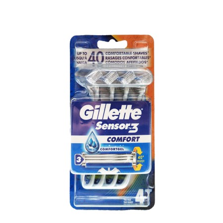 Manual shaving razor Gillette Sensor 3 Confort (4 Units) by Gillette, Men - Ref: S7905615, Price: 9,79 €, Discount: %