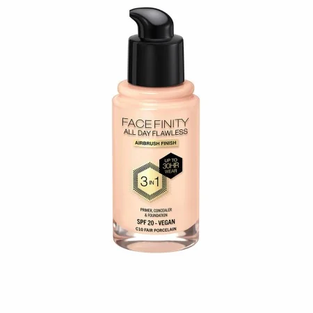 Cremige Make-up Grundierung Max Factor Face Finity All Day Flawless 3 in 1 Spf 20 Nº C10 Fair porcelain 30 ml | Epamu | Beauty Shop - Parfums, Make-up & Essentials Epamu.eu