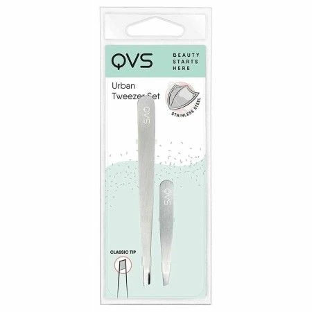 Tweezers for Plucking QVS 100670247 Silver Tweezers for Plucking Stainless steel 2 Pieces | Epamu | Beauty Shop - Parfums, Make-up & Essentials Epamu.eu