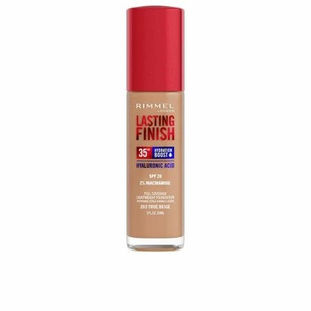 Base Cremosa per il Trucco Rimmel London Lasting Finish Nº 203 True Beige Spf 20 30 ml | Epamu.eu | Beauty Shop - Parfums, Make-up & Essentials Epamu.eu